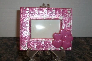NEW Unique Handmade Picture Photo Memory Frame with Easel Pink Hearts - Picture 1 of 1