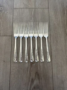 Vtg 1953 Bridal Corsage Lot 7 Dinner Forks Wallace Silver Plate Tradition AA+ - Picture 1 of 5