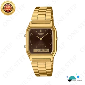 Reloj Casio AQ-230GA-5A Unisex Analógico-Digital | Diseño Vintage Tono Dorado | Marrón - Imagen 1 de 2