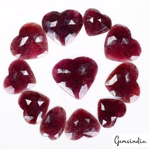 Loose Gemstone Checkerboard Cut 350 Ct Heart Shape 21-32mm Natural Red Ruby Lot - Picture 1 of 5
