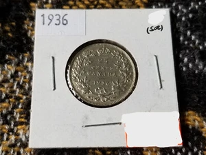 Canada 25 Cents 1936 Silver Circulated - King Geoge V - Picture 1 of 4