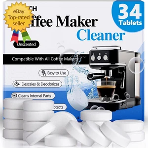 Coffee Machine Cleaner Descaler Tablets 34 Pack Coffee Maker Cleaner for Keurig - Picture 1 of 8