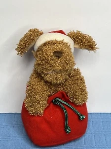 Hallmark Puppy Dog Plush Stuffed Animal Santa Hat in Bag Sack Christmas Decor  - Picture 1 of 5
