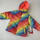 pink platinum girls Rainbow puffer jacket 2T NWT