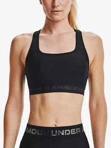 Under Armour Mid Armour Crossback Sports Bra, Black, Size SMALL - RRP £31.00 - Picture 1 of 2