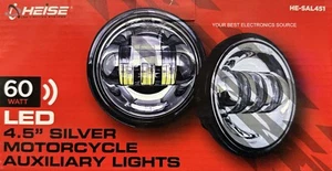 NUEVO HEISE HE-SAL451 Par de faros delanteros plateados 6-LED para motocicleta 4,5 pulgadas AUX - Imagen 1 de 1