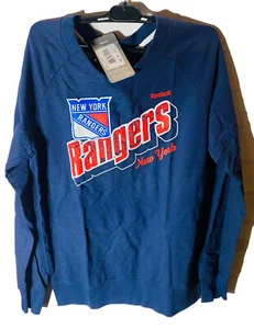 Reebok Women's New York Rangers Lit Up French Terry Sweater MEDIUM NAVY - Picture 1 of 3