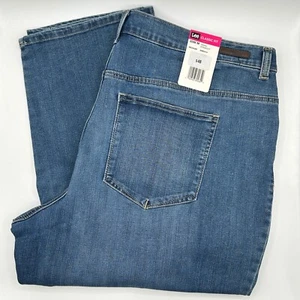 Lee Classic Fit Jeans Straight Leg Blue Wash Denim Slimming Womens Plus 20W NWT - Picture 1 of 11