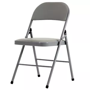 4pcs Elegant Foldable Iron & PVC Chairs for Convention & Exhibition Gray - Picture 1 of 18