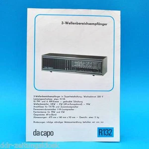 da capo receptor de rango de onda 1976 | folleto publicidad DEWAG RDA radio R132 G - Imagen 1 de 1