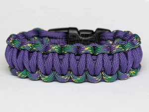 550 Paracord Survival Bracelet Cobra - Mardi Gras & Purple - Picture 1 of 1