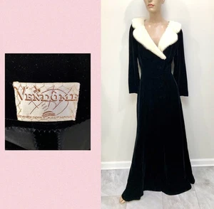 SUPERB VTG 1940s "NEW LOOK" Vendome BLACK VELVET OPERA PRINCESS COAT XXS Excnt - Picture 1 of 14