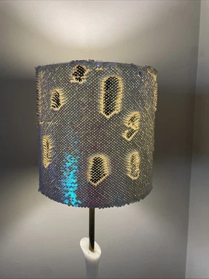 Pleated Disco Squin Lamp Shade 9x9” Beautiful Pink Hue - Image 1 of 4