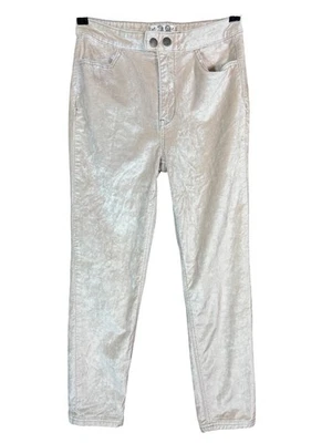 Pantalones ajustados Free People Sweet Jane terciopelo crema champán cintura alta talla 28 Foto 1 de 4
