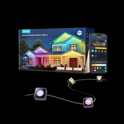 Govee Permanent Outdoor Lights 2, 100ft RGBIC Outdoor Light 72 LEDs (Black) - Image 1 of 4