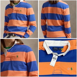 Polo Ralph Lauren The Iconic Rugby Shirt Orange Blue Striped XXL New NWT - Picture 1 of 6