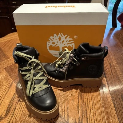 Timberland Mujer Bota de Encaje Medio Negra Talla 8.5 M Stone Street Grano Completo ¡NUEVA! Foto 1 de 4