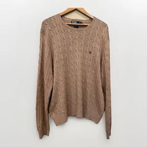Polo Ralph Lauren Women's Cable-Knit 100% Silk Sweater Brown XL - Picture 1 of 6