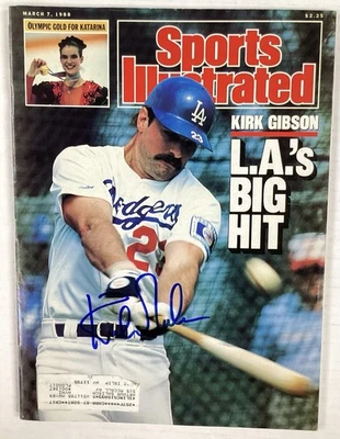 Kirk Gibson Signed Sports Illustrated 3/7/88 Dodgers WS Baseball Autograph JSA - Image 1 of 4