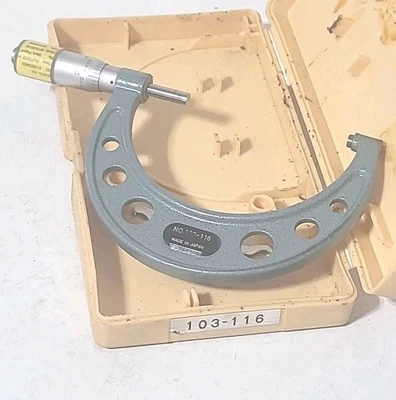 MITUTOYO 103-116 3"-4" MICROMETER MACHINIST Tool In Case With Wrench - Image 1 of 4