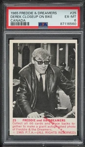1965 Donruss Freddie & The Dreamers Derek Closeup On Bike CANADA #25 PSA 6  - Picture 1 of 2