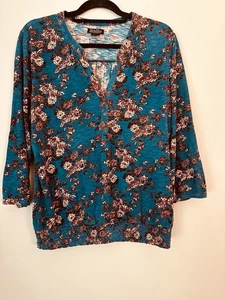 Top floral azul marino Luck Brand para mujer talla XL... #p1 - Imagen 1 de 3
