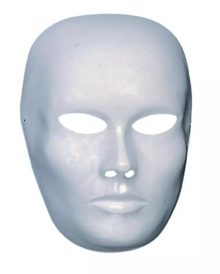Weiße Gesichts  Maske geschlossener Mund - Bild 1 von 1