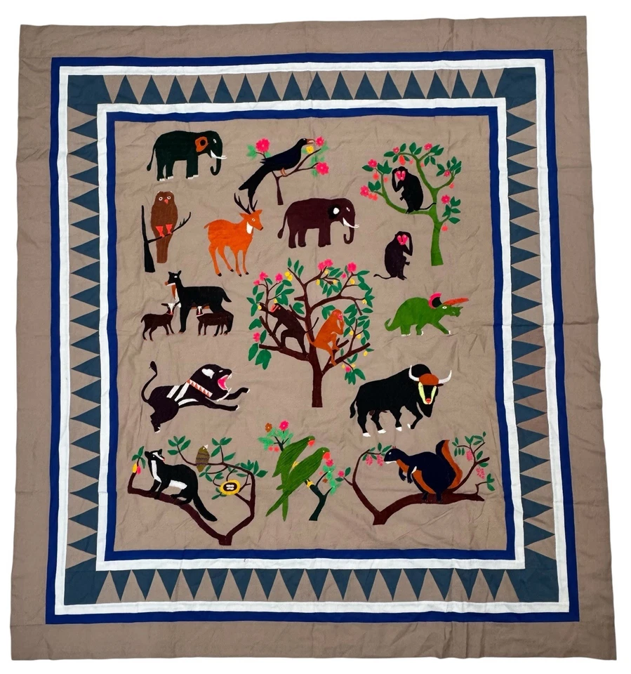 Vintage Hmong Embroidery Cloth Tree Of Life Textile Wall Hanging 62.5” - Image 1 of 4
