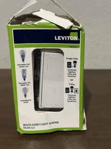 Leviton Dimmer Switch DSL06-1LZ Decora Universal Slide, 300-Watt LED/ CFL - Picture 1 of 2
