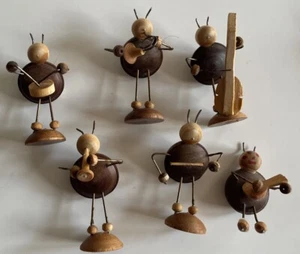 Vintage Erzgebirge Wood Lady Bug Band 6 pieces - Picture 1 of 7