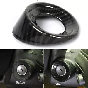 Anillo de ajuste de cubierta de panel de llave de arranque de fibra de carbono para Chevrolet Camaro 10-15 - Imagen 1 de 9