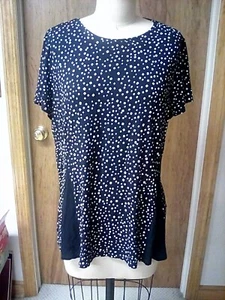 J. Jill Wearever Collection Top Petites M Black & White Polka Dot Short Sleeve - Picture 1 of 6