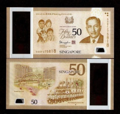 Singapore SG 50 Dollars P-61A 2015 Commemorative Lee Kuan Yew POLYMER UNC NOTE - Image 1 of 3