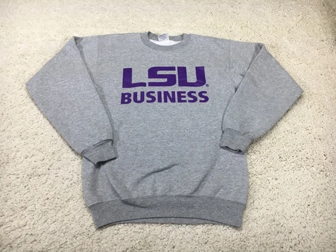 LSU Tigers Sweatshirt Mens Small Gray Business Logo Football College University Cover