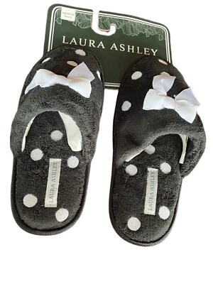 Zapatillas para mujer Laura Ashley lunares suaves deslizables negras medianas (6,5-7,5) (E) Foto 1 de 4