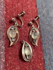 Vintage Van Dell Sterling Silver And Moonstone Screw Earrings And Pendant Set Euc