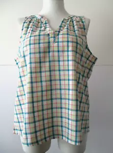 St. John's Bay Regular Size XXL plaid multicolor cotton/rayon sleeveless blouse - Picture 1 of 7
