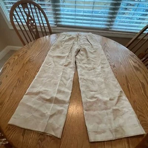NWOT Brooks Brothers Beige Linen Wide Leg Pants Trousers Lined Cuffed Women’s 8 - Picture 1 of 13