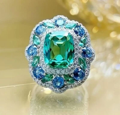 Starlite 10 ct Lab created Moissanite/ Emerald/Sapphires  & 2 ct stud earrings - Image 1 of 4