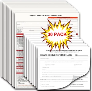 30 Confezioni Moduli e Adesivi Ispezione Punti Rapporto Annuale Ispezione Veicoli - Foto 1 di 1