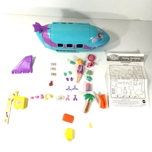 Polly Pocket Groovy Getaway Jet Plane Mattel Dolls Blue Air 99 % completo 2002 - Imagen 1 de 9