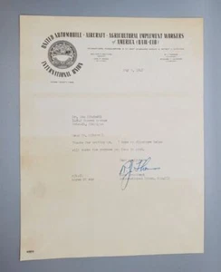 1947 UAW-CIO R. J. Thomas Autogramm signed - Bild 1 von 2