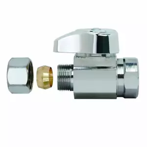 3/8 In. FIP Inlet X 3/8 In. Compression Outlet 1/4-Turn Straight Valve New - Picture 1 of 11