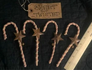 DLCC~4 Primitive candy canes ornaments prim star bell country Christmas rustic - Picture 1 of 3