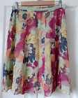 Ladies Floral Knee Length Skirt Beaded Detail Lined Size 10 Petit Waist Tie
