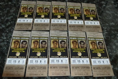 10  ORIGINAL 1981 HEARNS VS LEONARD CAESARS PALACE FIGHT TICKETS! MINT - Image 1 of 4