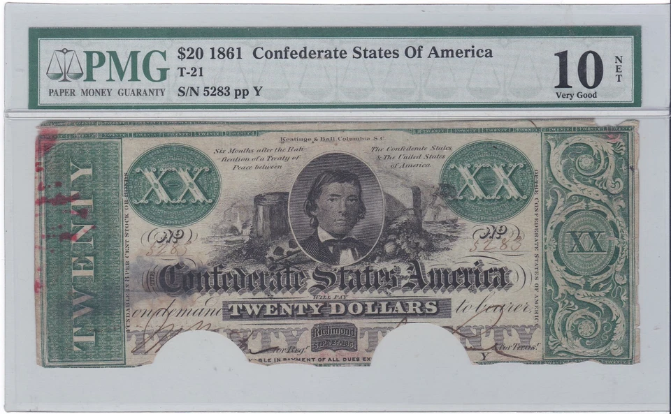 Confederate T21 Twenty Dollar Note - Image 1 of 3