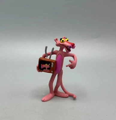 Pink Panther PVC Figure Holding TV 1986 Comics Spain Vintage Cartoon Star - Image 1 of 4