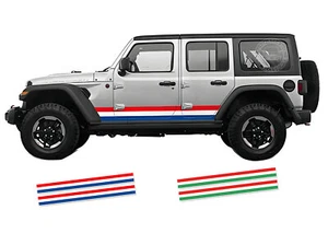 Tricolor Racing Stripe Graphics Car Sticker For Jeep Wrangler Side Door Decals - Picture 1 of 12