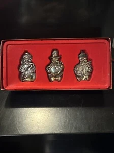Gorham Silverplated Snowmen Ornaments set/3 Vintage 90s Christmas Snowman NIB - Picture 1 of 10